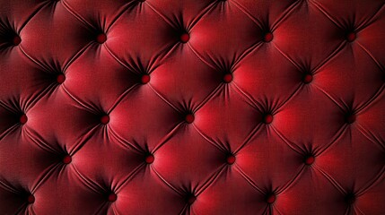 Luxurious red velvet texture with button-tufted pattern for elegant design