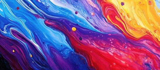 Abstract acrylic flow painting vibrant colors.
