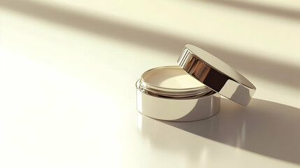 Silver Cream Jar with Lid 3D Illustration