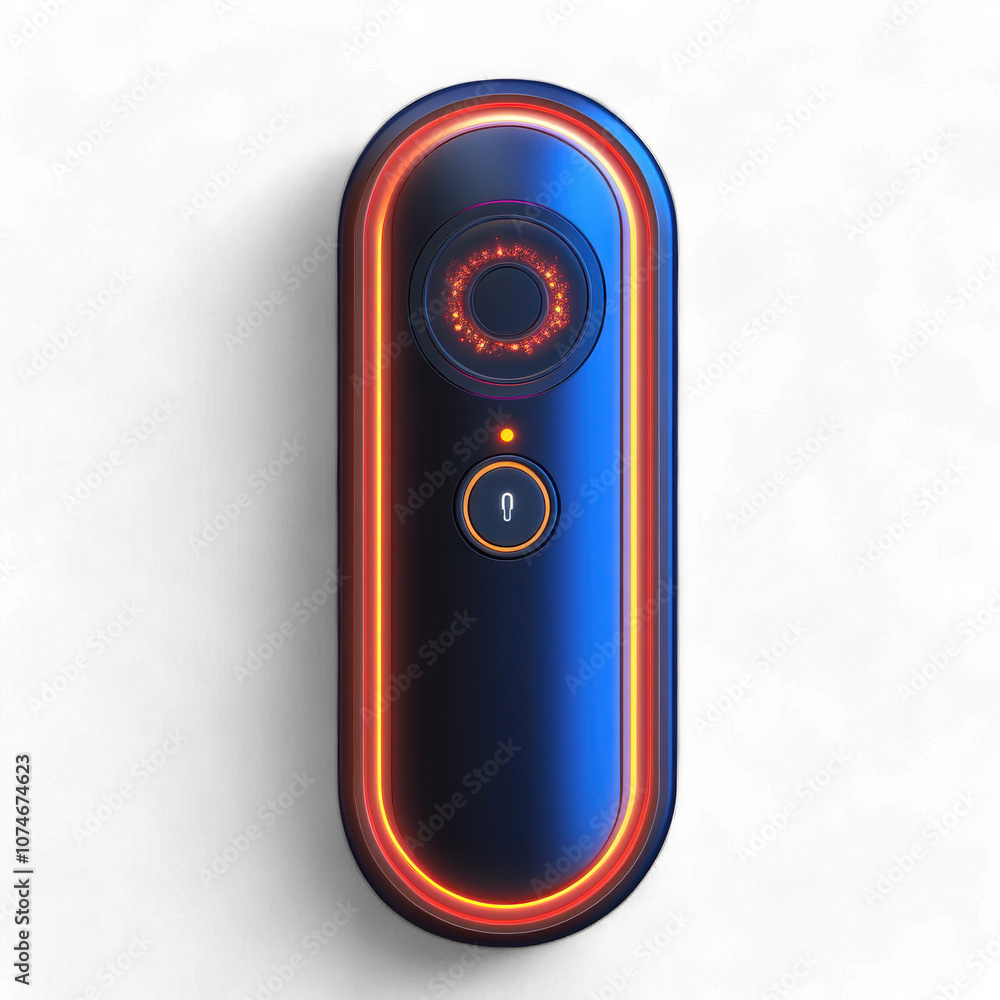 Poster futuristic neon device with circular light pattern