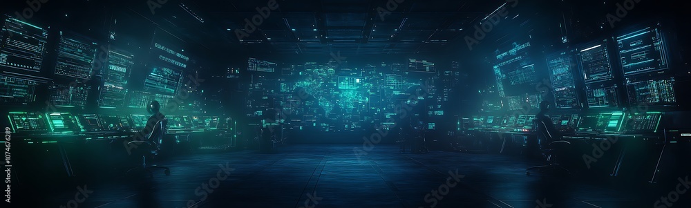 Poster A vibrant, futuristic space illuminated by glowing particles, creating a captivating digital environment full of light and color.