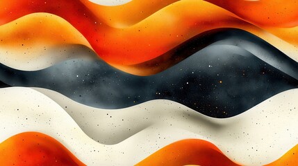 Obraz premium Fluid Harmony, a seamless blend of minimal wave patterns and overlapping lines in vibrant flat colors, creating a dynamic visual rhythm.