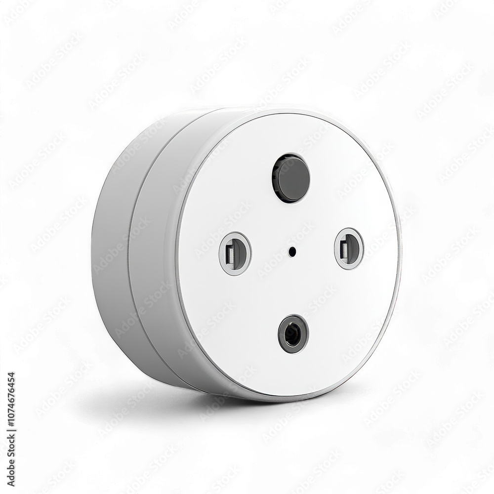 Poster minimalist white circular power adapter with multi-functional outlets