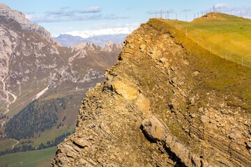 Seceda mountain in Val Gardena, Italy, autumn