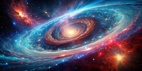 Obraz premium A cosmic dance of swirling galaxies with radiant nebulas and sparkling stardust, a symphony of light and color in the vast expanse of the universe.