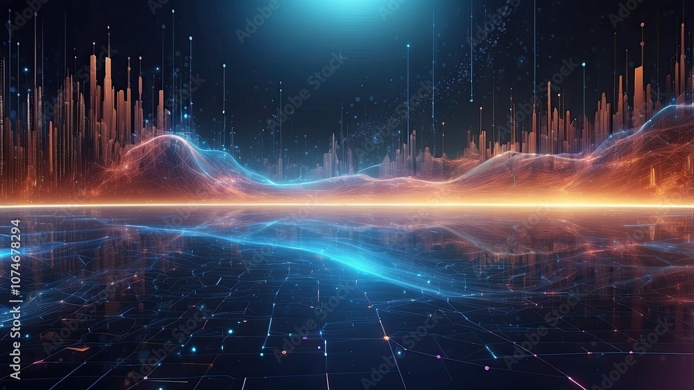 Poster futuristic abstract background data transfer is a technological idea. background of a futuristic cyb