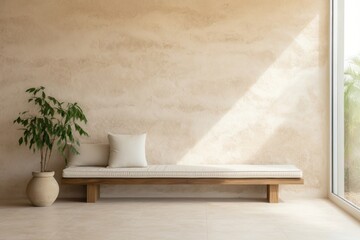 Travertine wall architecture simplicity.