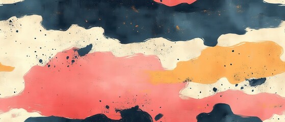 Obraz premium Pastel Camo Design, soft pinks and yellows blend seamlessly, minimalistic and smooth edges, perfect for modern decor or fashion applications