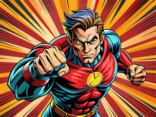 Pop art comic book style super hero
