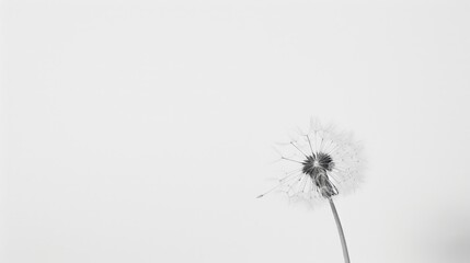 Close-up of a single dandelion seed head against cloudy sky