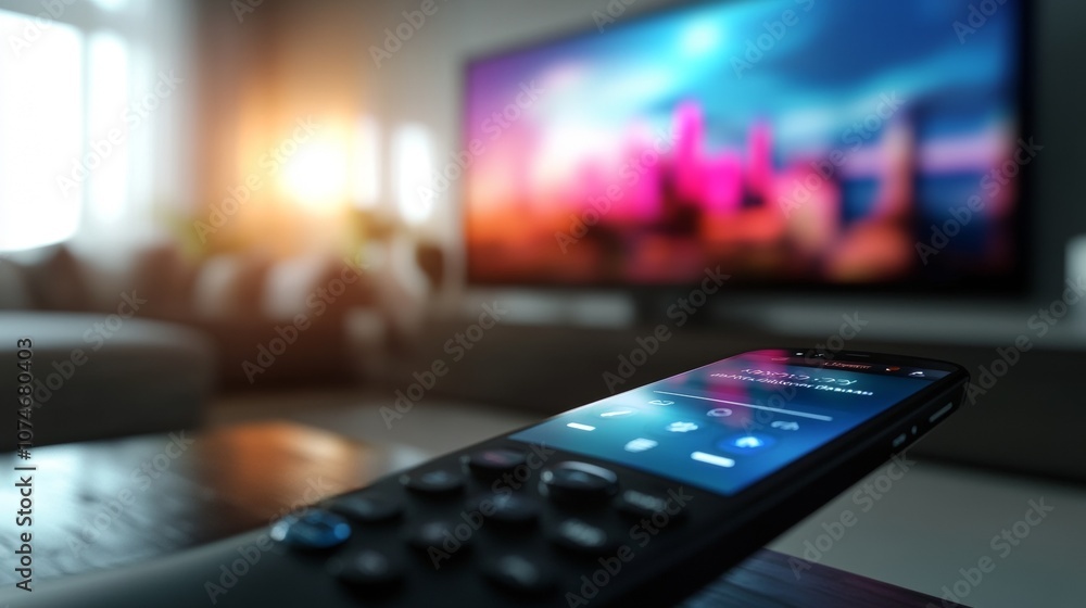 Poster 3d smart tv with remote - innovative home technology display