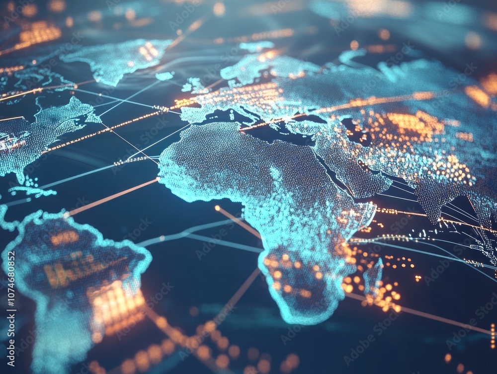 Poster glowing circuit board representing global connectivity. image symbolizing cybernetic world, high tec