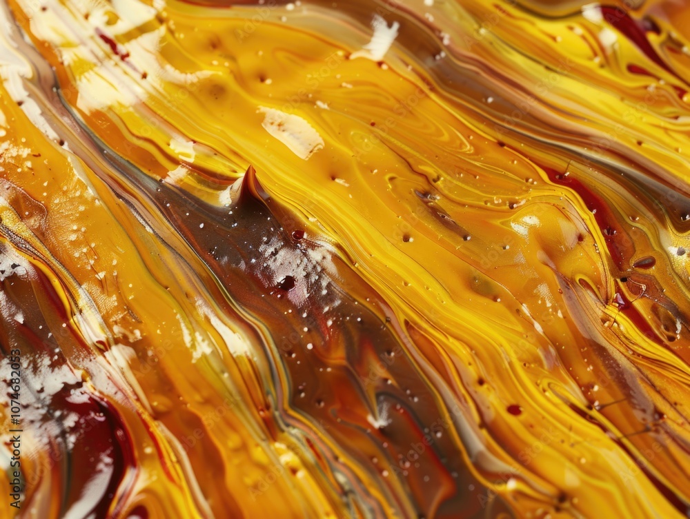 Poster vivid yellow abstract art painted with swirling patterns, demonstrating an artistic craftsmanship us