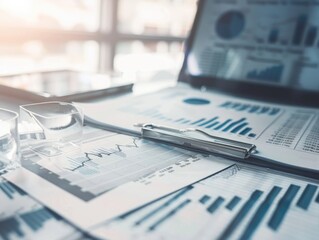 Statistical data overview on desk