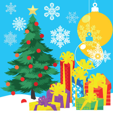 Christmas tree and gifts