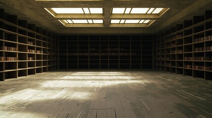 Neglected Public Library: A Symbol of Economic Downturn | Urban Decay in Library with Empty Reading Spaces and Dusty Shelves | Social Issues Concept Photo.