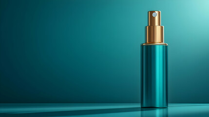 Obraz premium Teal and Gold Spray Bottle Product Mockup - 3D Illustration