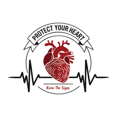Heart Disease Awareness T-shirt Design with Unique Heart and EKG Pulse Line