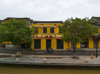 defaultAerial drone view of Hoi An city, Quang Nam province, Vietnam.  Panoramic footage of Ancient...