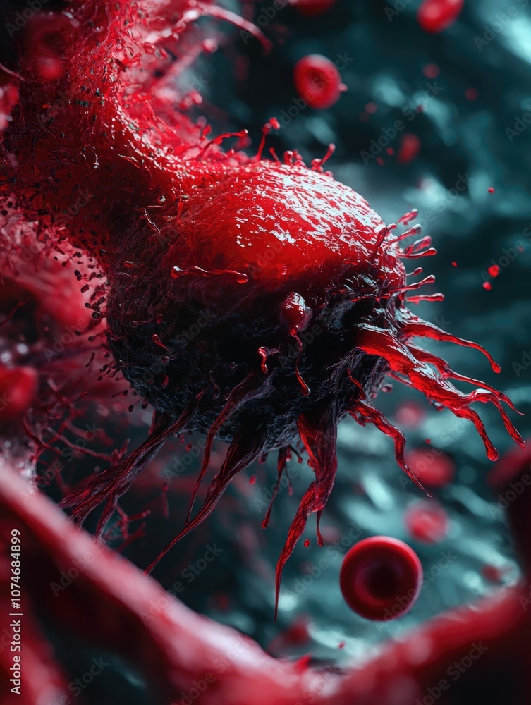 Poster this image shows a close-up view of red blood cells at the microscopic level. it demonstrates the co