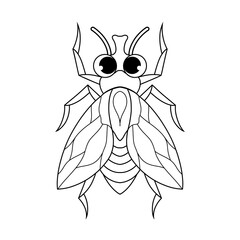 Doodle cute character fly sticker illustration outline