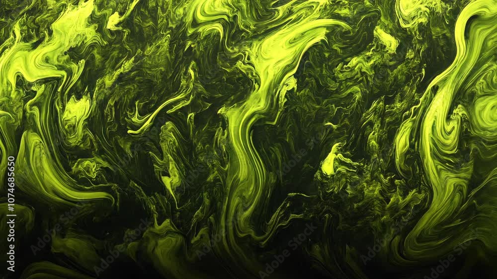 Aufkleber abstract swirls of green and black create a mesmerizing pattern