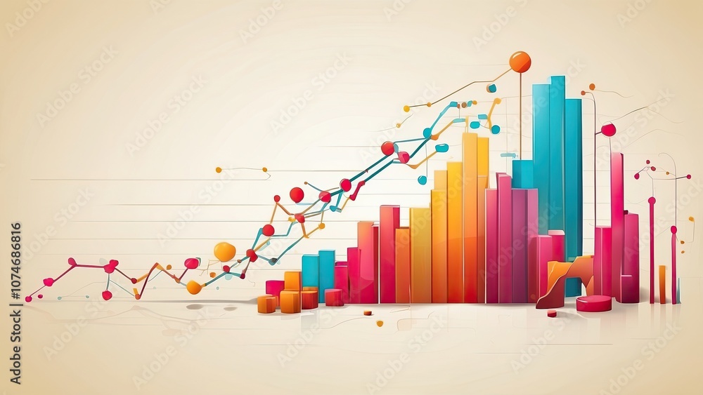 Poster : business graph with abstract concept illustration.-