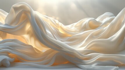 Flowing white cloth background. 3d rendering.