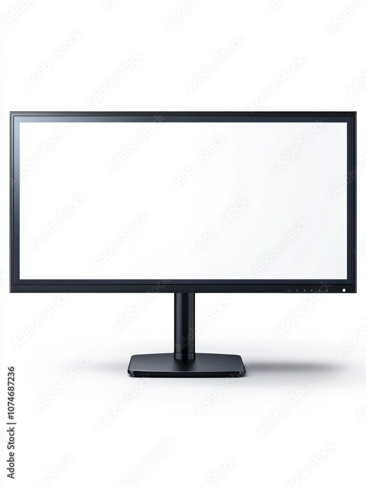 Poster black computer monitor on a stand.