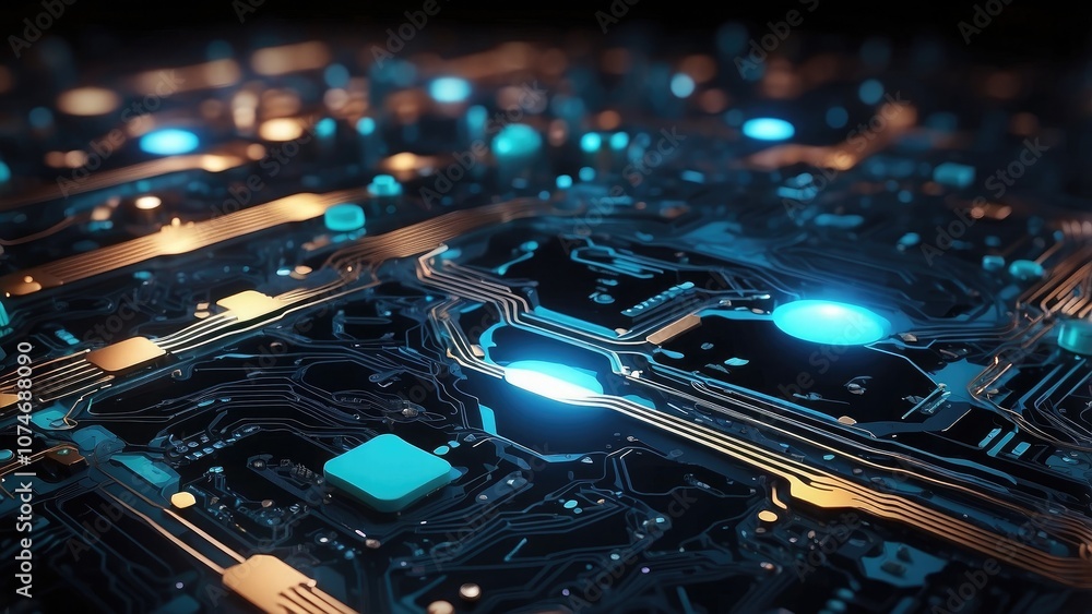 Poster futuristic abstract backdrop graphic resource with a lighting circuit board.-