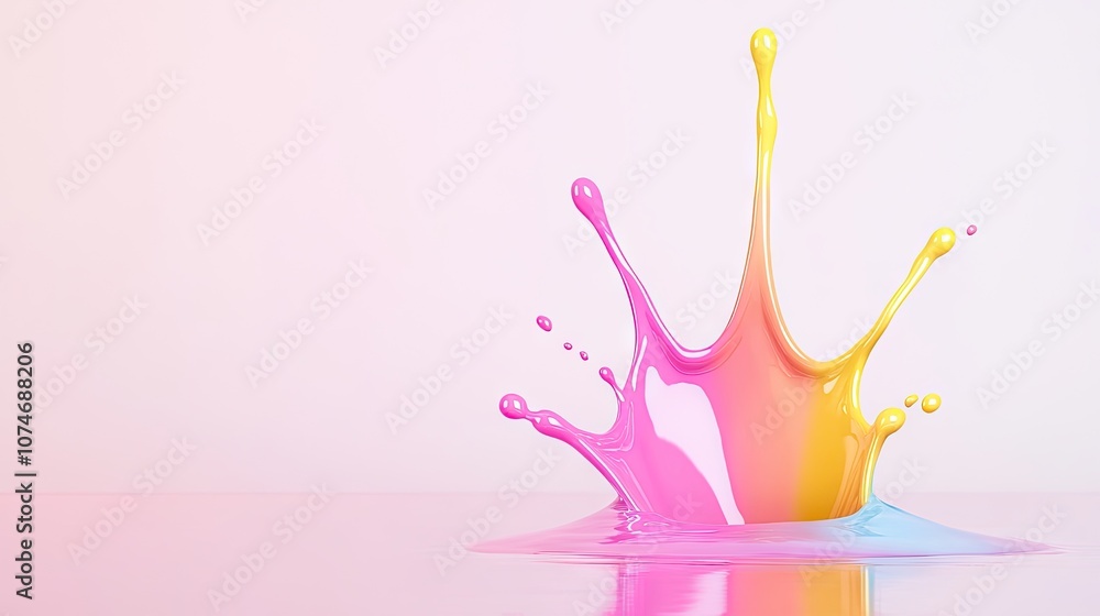 Poster vibrant paint splashes create a dynamic abstract scene with vivid hues against a pristine white back