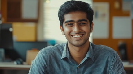 Obraz premium Smiling Man in Office Environment