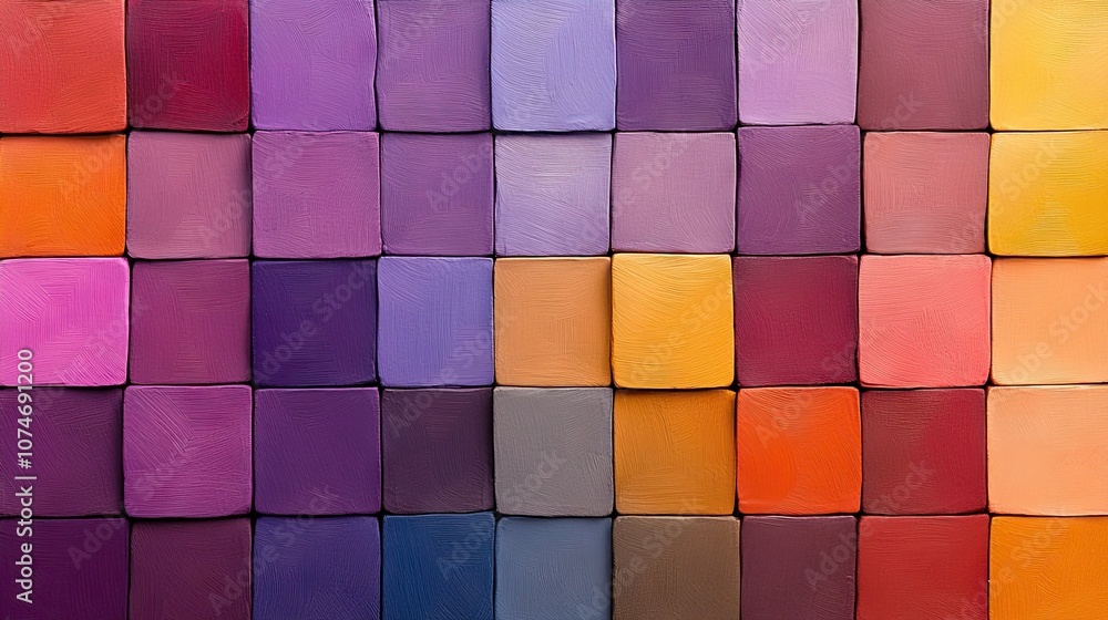 Poster a vibrant collection of abstract cubes in a harmonious array of colors creating a mesmerizing rainbo
