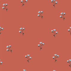 Blue small flowers seamless pattern. Vector illustration for wallpaper, scrapbooking, wrapping paper.
