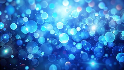 Abstract Blue Bokeh Background with Bright Circular Lights and Sparkles