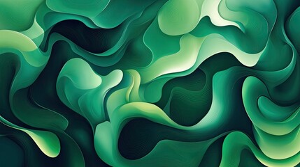 Obraz premium Abstract fluid green waves with layered texture and dynamic flowing patterns