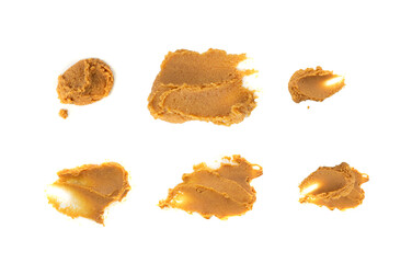 Naklejka premium Miso paste isolated. Japanese shiro miso seasoning sauce, fermented soybean spread, brown soy cream