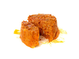 Paprika stew, Szczecin paprikash, traditional Polish fish spread with rice, tomato paste, vegetables on white