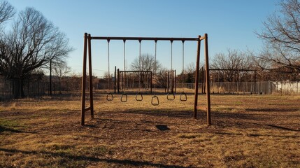Nostalgic Reflections: Abandoned Playground Symbolizing Community Loss in Economic Decline