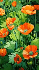 Fototapeta premium Orange spring flowers backgrounds plant poppy.