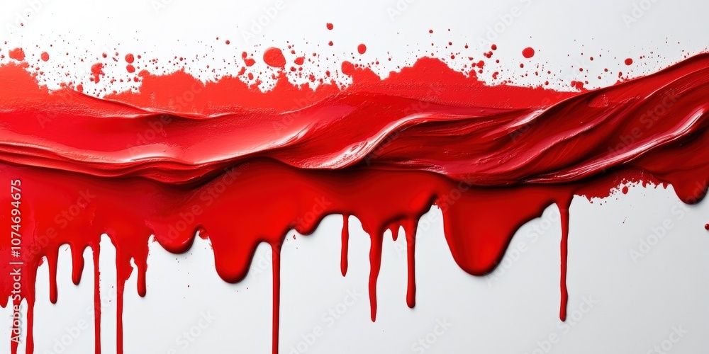 Poster vivid red paint splash on white background creating an artistic display of texture and movement with