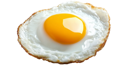 Fried egg with sunny side up isolated on transparent background