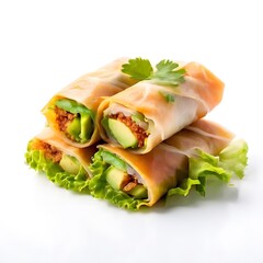 healthy sea food dish cuisine isolated on white background