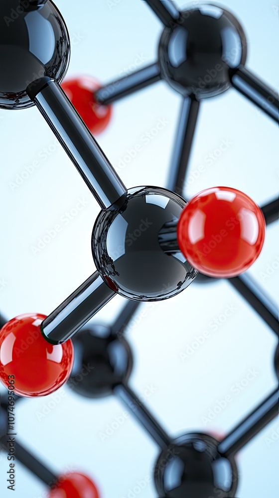 Poster hyper-realistic 3d dna structure featuring carbon atoms against a vibrant blue background with dynam
