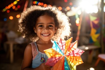 Young Brazilian girl holding smile child.