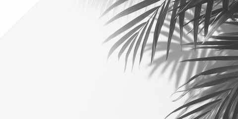 Elegant Monochrome Background Featuring Palm Leaf Shadows Casting Intriguing Patterns on Soft White Surface Ideal for Minimalist or Tropical Aesthetic