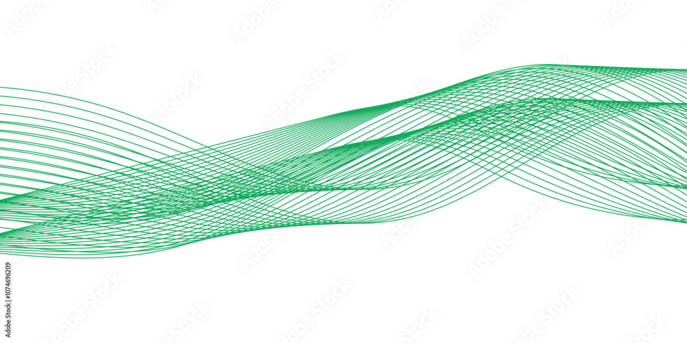 Poster abstract vector background with green wavy lines. green wave background. design element for technolo