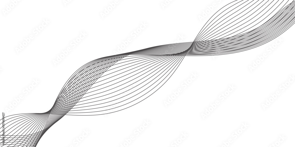 Poster abstract wavy grey smooth stream element for design on transparent background isolated. curved wavy 