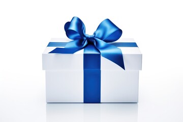 Carton box gift blue bow.