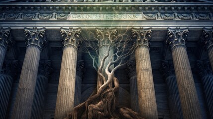 Obraz premium Ancient Structure and Tree